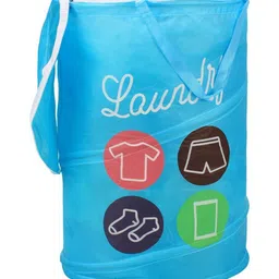 HOKIPO Blue & White Printed Foldable Laundry Bag-6