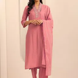 Gerua By Libas Women Floral Yoke Design Regular Kurta with Trousers & With Dupatta-13