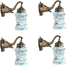SOMIL Blue & White Printed Glass Cylinder Shaped Wall Lamp-picture-37