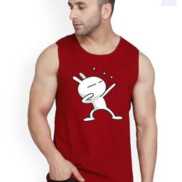 SLOWLORIS Pack Of 2 Printed Sleeveless Bio-Wash Combed Cotton Gym Vests-picture-27