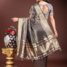 ALAGINI Zari Border Organza Saree image 5