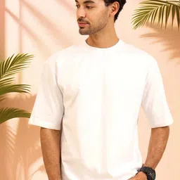 UNIQSOME Men Solid Round Neck Premium Cotton Oversized T-shirt-picture-0