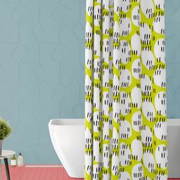 ArtzFolio White & Green Printed Waterproof Shower Curtain-image-51