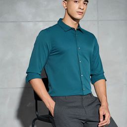 Technosport Men Solid Classic Slim Fit Spread Collar Casual Shirt with TS LYTRA-image-69