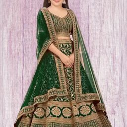 F Plus Fashion Girls Blue Silk Blend Semi-Stitched Lehenga Choli-image-20
