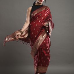 all about you Women Woven Design Zari Silk Blend Designer Banarasi Saree-40