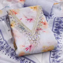 KALINI Printed Linen Unstitched Dress Material-image-5