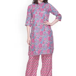 TRUDO Women Floral Printed Cotton Kurta with Palazzo-picture-27