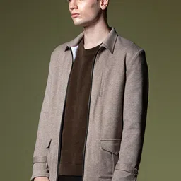 LOVE PANGOLIN Men Striped Lightweight Open Front Jacket with Embroidered-1