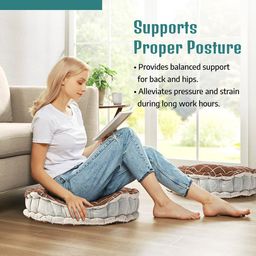 Kuber Industries Set Of 4 Brown & Grey Printed Sitting Chair Cushion Pads image 5