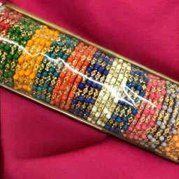 FEMMIBELLA Set Of 12 Cubic Zircon Studded Glass Bangles-11