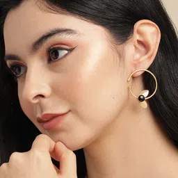 Anouk Gold Plated Beaded Circular Studs Earrings-92