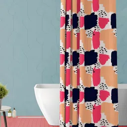 ArtzFolio White & Peach-Coloured Abstract Printed Waterproof Shower Curtain-picture-7