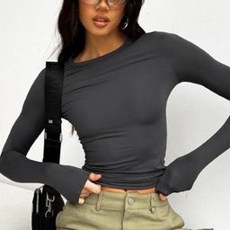 KPOP Solid Extended Sleeves Regular Crop Top-picture-19