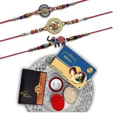 DeoDap Rakhi With Chocolate & Greeting Card Gift Set-image-100
