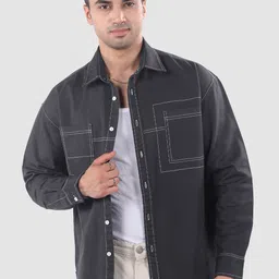 Beyoung Men Relaxed Fit Solid Spread Collar Cotton Casual Shirt-image-75