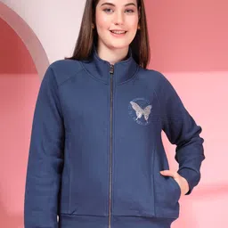 Thirty Threads Women Graphic Printed Mock Collar Front-Open Sweatshirt-picture-38