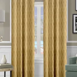 Cortina Beige & Brown 2 Pieces Geometric Printed Regular Door Curtain-33