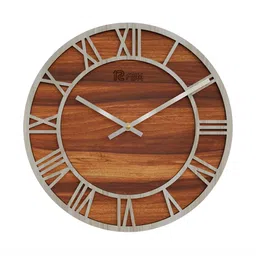 12 fox Brown & Grey Wooden Analogue Wall Clock-image-34