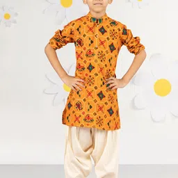 VASTRAMAY Boys Geometric Printed Kurta with Patiala-4