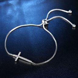 Bling Queen Stainless Steel Silver-Plated Artificial Stones Studded Link Bracelet-image-20