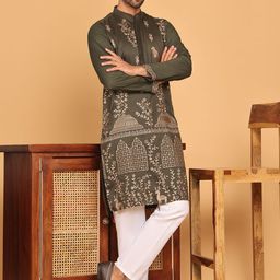 Jompers Men Animal Embroidered Regular Thread Work Kurta with Pyjamas-41