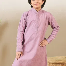 Here&Now X Sanwara Boys Geometric Embroidered Chikankari Straight Kurta-29