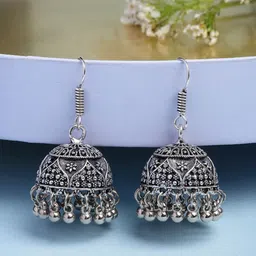 Anouk German Silver Plated Oxidised Dome Shaped Jhumkas-87