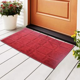 Aura Maroon Checked Textured Anti-Skid Doormats-image-68