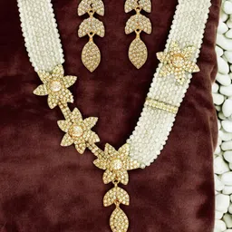 ANIKAS CREATION Gold-Plated Floral Multi Strings Beaded Jewellery Set-picture-49