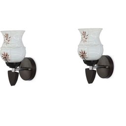 1ST TIME Pack of 2 Brown & White Glass Cylinder Shaped Wall Lamp-picture-24