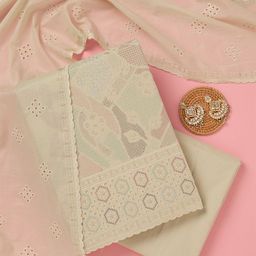 Koskii Geometric Embroidered Thread Work Cotton Unstitched Dress Material-image-33