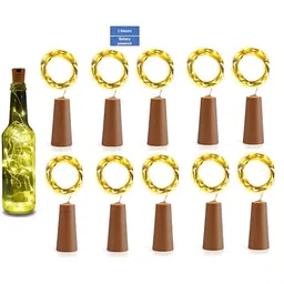 SPARK WORLD 10 -Pcs Yellow Rice Shaped  Cork LED String Lights-2