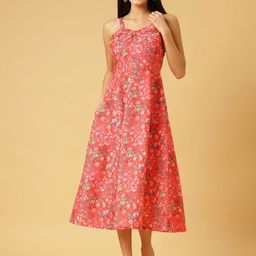 TRYMISFIT Women Floral Printed Layered Crepe Shift Midi Dress-image-23
