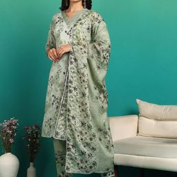 Moda Rapido Floral Printed Regular Gotta Patti Kurta With Trousers & Dupatta-43