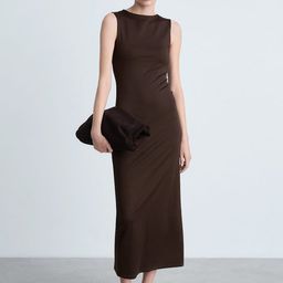 MANGO Boat Neck Shift Midi Dress-image-44