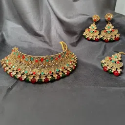 VATSALYA creation Gold-Plated Artificial Stone Studded Jewellery Set-image-83