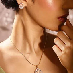 Priyaasi Gold Plated Oval Shaped American Diamond Stone Studded Jewellery Set-24