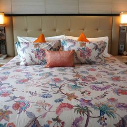 TARA- Sparkling Homes Beige Floral Pure Cotton 350 TC King Bedsheet Set 2.74m x 2.74m-image-56