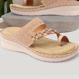 STEPIZIA Women Beige Round Toe Open Back Solid Causal Heel Sandals-picture-17