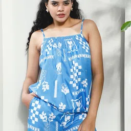 Boho by Athena Smocked Printed Linen Top With Trouser image 3