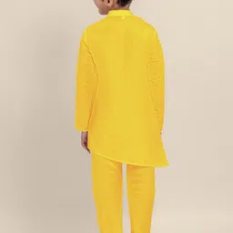 DEVOILER Boys Ethnic Motifs Regular Dupion Silk Kurta with Pyjamas image 3