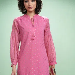 Vishudh Women Self Design Drop-Waist Dress-image-96