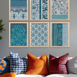 Kotart Teal & White 6 Pieces Wooden Floral and Botanical Wall Arts-image-97