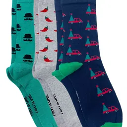 Mint & Oak Men Pack Of 3 Patterned Calf-Length Socks-51