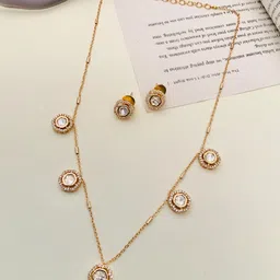 ABDESIGNS Sophisticated Gold-Plated AD Stone Studded Jewellery Set-13