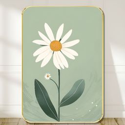 Myntra Elegant Homes Green & White Minimal Daisy Flower Wooden Wall Art-image-80