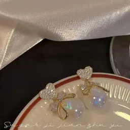 ONUYX Gold pleated Heart Shaped Drop Earrings-39