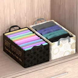Myntra Elegant Homes Black & White 2 Pieces Foldable Drawer Organisers-image-77