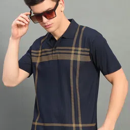 RENUOVO Men Checked Printed Polo Collar Regular Fit T-shirt-picture-9
